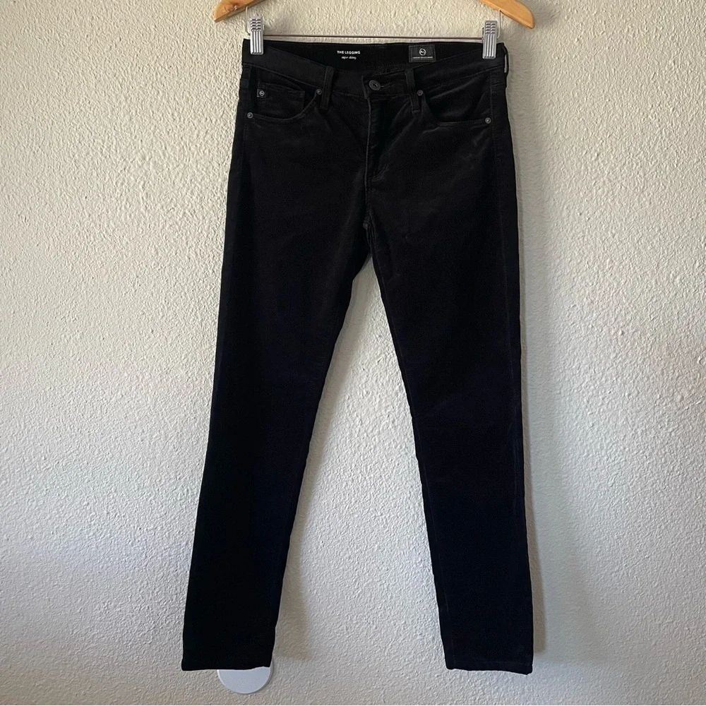 AG Adriano Goldschmied Velvet The Legging Super Skinny Pants Women’s 26 Black - Picture 1 of 13